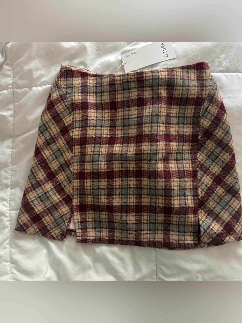 Burgundy Plaid Mini Skirt